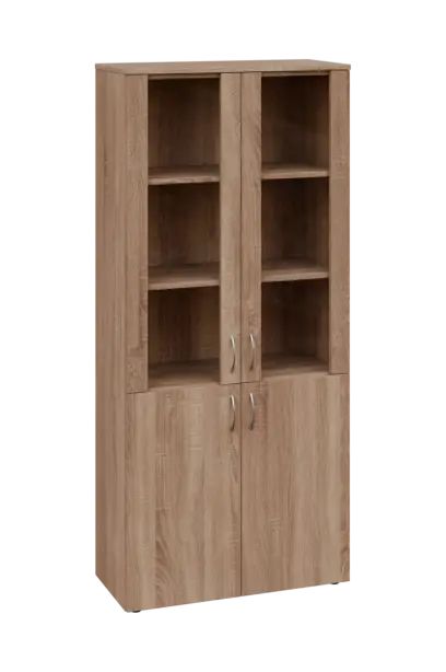 CLE 5 - 8RR lékařská skříň, 4-dveřová, 2x skleněné dveře, 2x zámek, 1800x800x400, dub bardolino